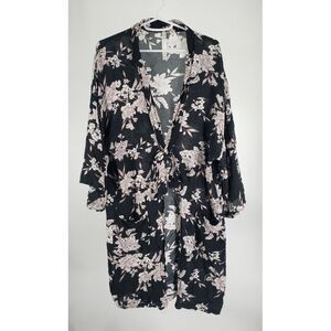 Spiritual Gangster Maya Black & White Floral Kimono‎ Blouse One Size Tie Front
